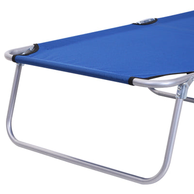 Outsunny 2 Pieces Outdoor Foldable Sun Lounger, 4 Level Adjustable Backrest Reclining Sun Lounger Chair with Angle Adjust Sun Shade Awning for Beach, Garden, Patio, Blue 