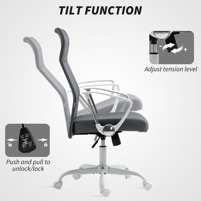 HOMCOM Fabric High Back Office Chair - Grey 