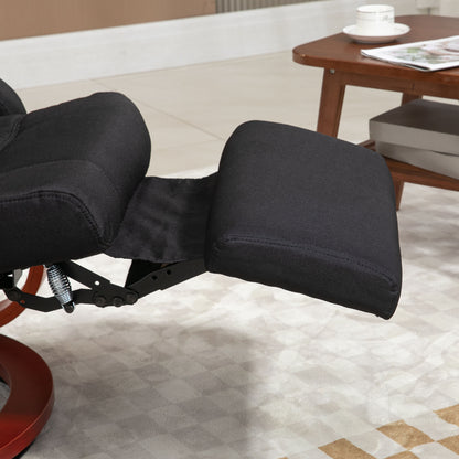 HOMCOM 135° Manual Reclining Swivel Chair, with Footrest - Black
