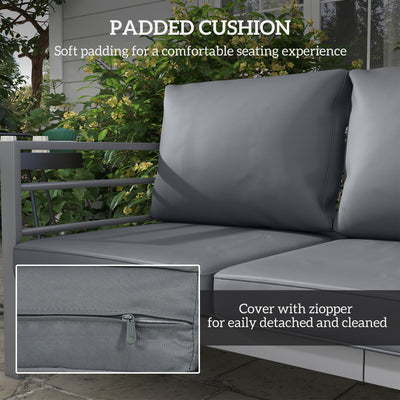 Outsunny Aluminium Three-Seater Garden Bench, with Cushions - Grey 