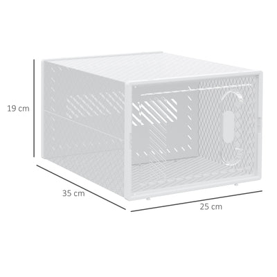 HOMCOM 8PCS Clear Shoe Box, Plastic Stackable Shoe Storage Box for UK/EU Size up to 8.5/43 with Magnetic Door for Women/Men, 25 x 35 x 19cm 