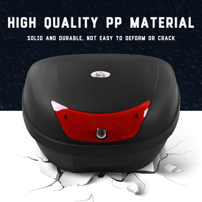 HOMCOM 48L Motorcycle Trunk Travel Luggage Storage Box Motorbike Accessory Large Storage Space For 2 Half Helmet - Black 