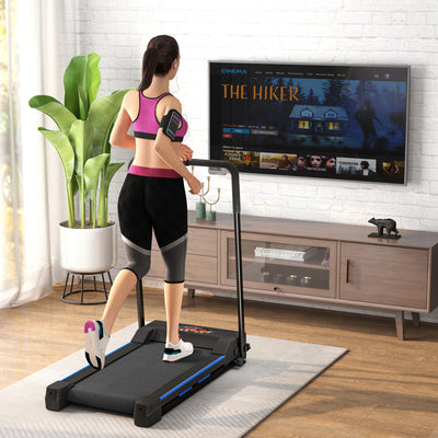 HOMCOM Folding Motorised Home Treadmill Walking Machine with LCD Monitor, Blue 