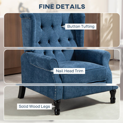 HOMCOM 150° Reclining Vintage Armchair, with footrest, Royal Blue 