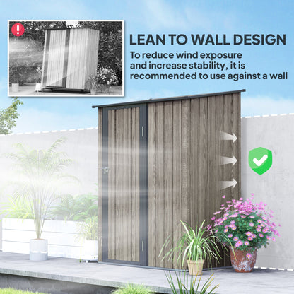 Outsunny 5ft x 3ft Metal Garden Storage Shed, Outdoor Tool Shed with Sloped Roof, Lockable Door for Tools, Equipment, Light Grey 