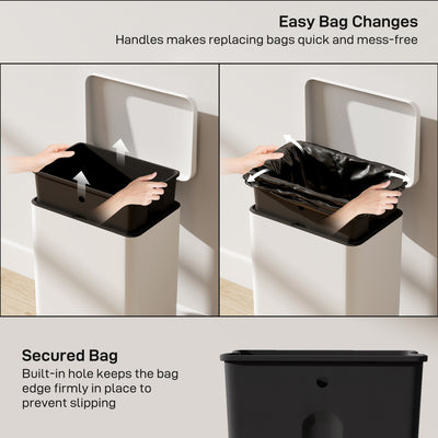HOMCOM 20L Kitchen Bin with Soft-Close Lid and Stay-Open Function, Pedal Bin with Removable Inner Bucket for Kitchen, Office, Home, Cream 