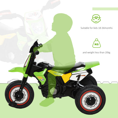 HOMCOM Toddler Pedal Motorcycle Kids Ride On Tricycle Early Learning w/ Music Lights Handlebar Stickers Exercise Boys Girls Gift for Kids 18 - 36 Months Green 