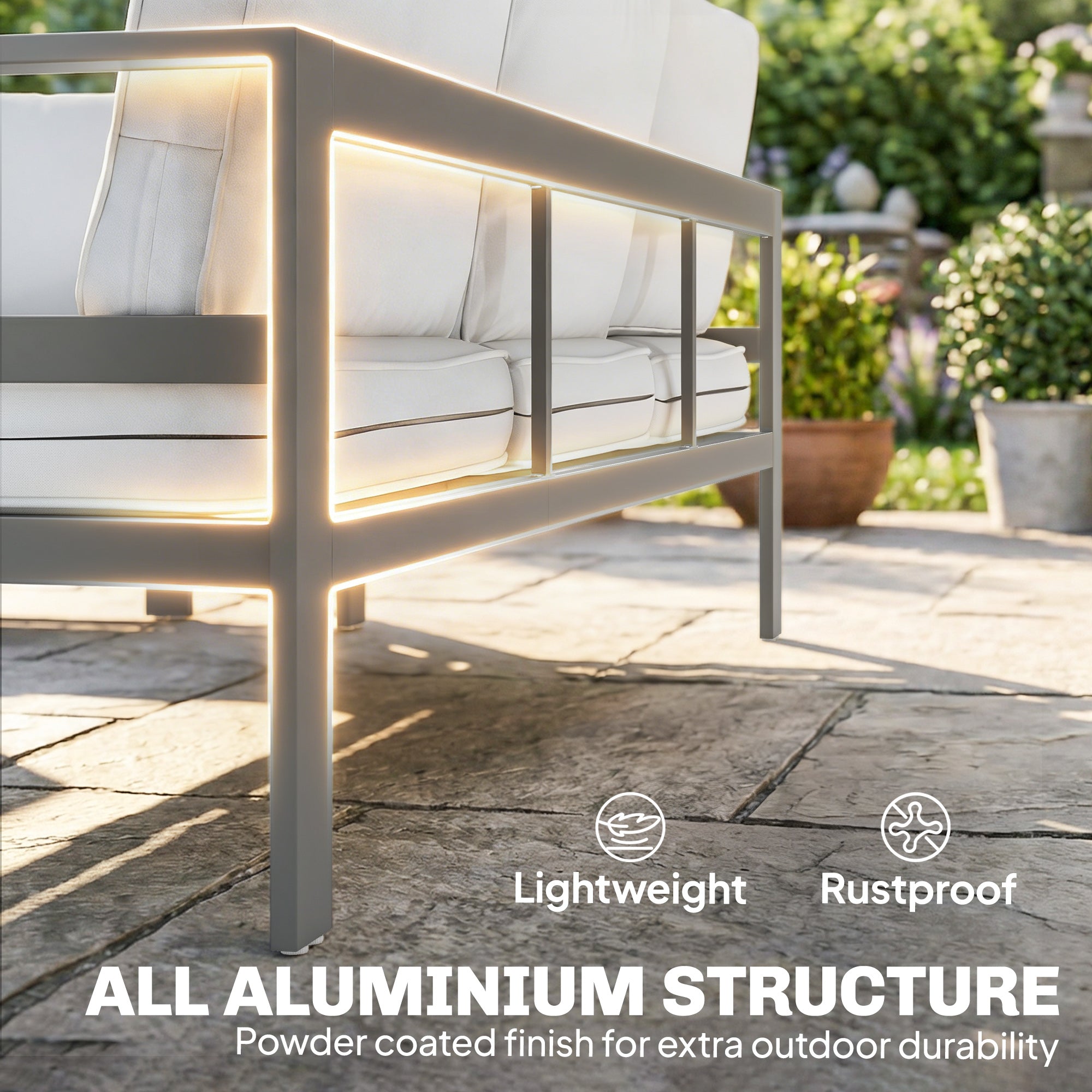 Outsunny 5 Pieces Aluminium Garden Furniture Set with Olefin Cushions, Extra Deep Outdoor Garden Sofa Set, Dark Grey 