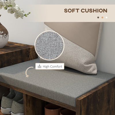 HOMCOM Multi-Compartment Shoe Bench, with Seat - Rustic Brown 