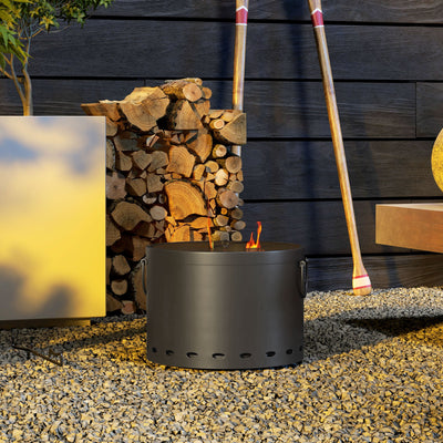 Outsunny Smokeless Fire Pit, 38cm Portable Wood Burning Firepit with Spark Screen and Poker, Low Smoke Camping Bonfire Stove for Garden Patio Picnic, Dark Grey 