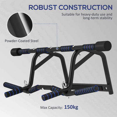 SPORTNOW Multi-Grip Doorway Pull Up Bar with Non-Slip Grips, Chin Up Bar with Anti-Fall Slot for Indoor Gym Upper Body Workout 