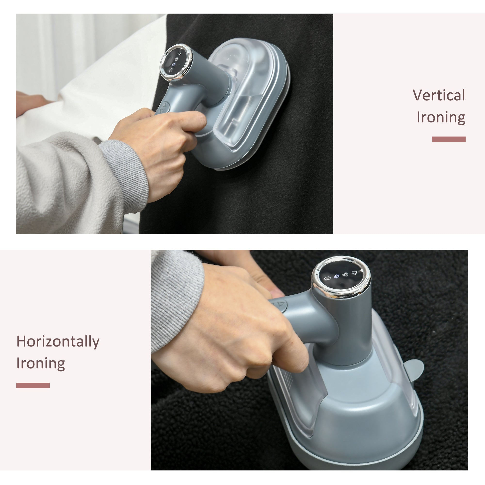 HOMCOM Clothes Steamer, 1200W Portable Handheld Garment Steamer for Home and Travel, Wrinkle Remover with Detachable Water Tank, Fast Heat-up, Grey