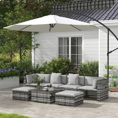 Outsunny Seven-Piece Rattan Patio Furniture Set, with Cushions - Grey 