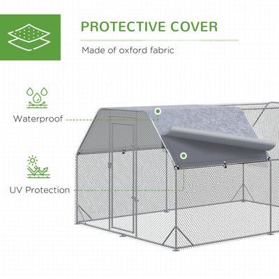 PawHut Walk in Chicken Run Chicken Coop Hen House Outdoor with Roof for 10-12 Chickens, 380 x 280 x 195cm 