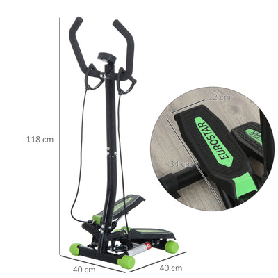 HOMCOM Twister Stepper, Step Machine w/ Resistance Bands, LCD Display and Handlebar, Steppers for Exercise Workout Home Gym Office 