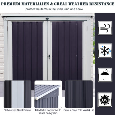 Outsunny 3.2 x 5.1ft Corrugated Steel Two-Bin Storage Shelter - Black 