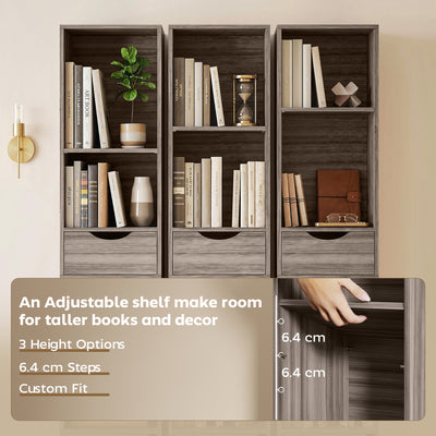 HOMCOM Bookcase with Drawers Adjustable Shelf Bookshelf with 2 Drawers and Cabinet 158 cm Grey 