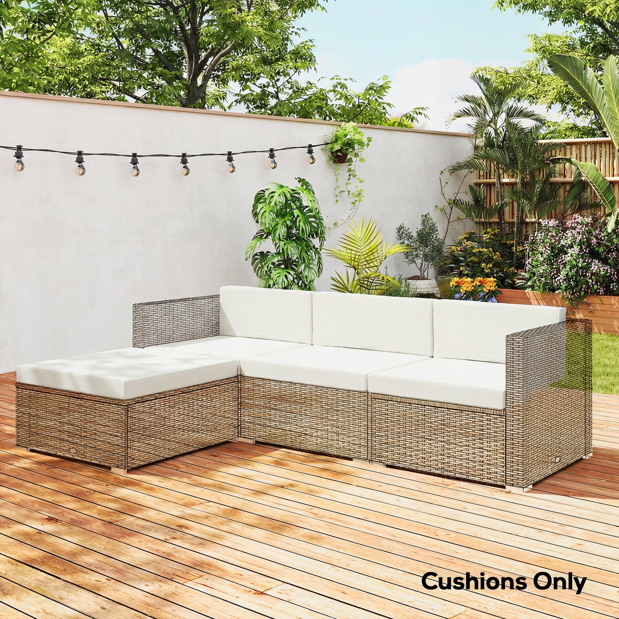 Outsunny 7-Piece Patio Furniture Cushions, Outdoor Loveseat Cushion with Removable Covers for Rattan Furniture, 60x60 cm, Cream 