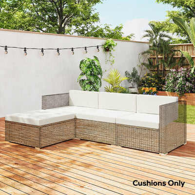 Outsunny 7-Piece Patio Furniture Cushions, Outdoor Loveseat Cushion with Removable Covers for Rattan Furniture, 60x60 cm, Cream 