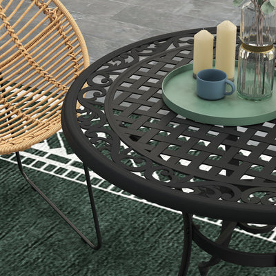 Outsunny \'ce\'a690cm Four-Seated Round Aluminium Garden Table, with Parasol Hole 
