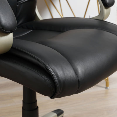 HOMCOM Home Office Chair High Back Computer Desk Chair with Faux Leather Adjustable Height Rocking Function Black 