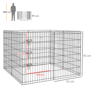 PawHut 8 Panel DIY Dog Pen with Door, for Dogs, Small Animals, Indoor/Outdoor Use, 91cm High 