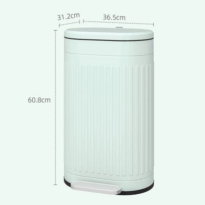 HOMCOM 30L Metal Kitchen Bin, with Soft-Close Lid - Light Green 