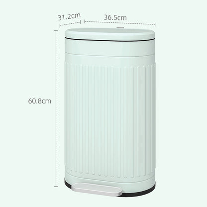 HOMCOM 30L Metal Kitchen Bin, with Soft-Close Lid - Light Green 