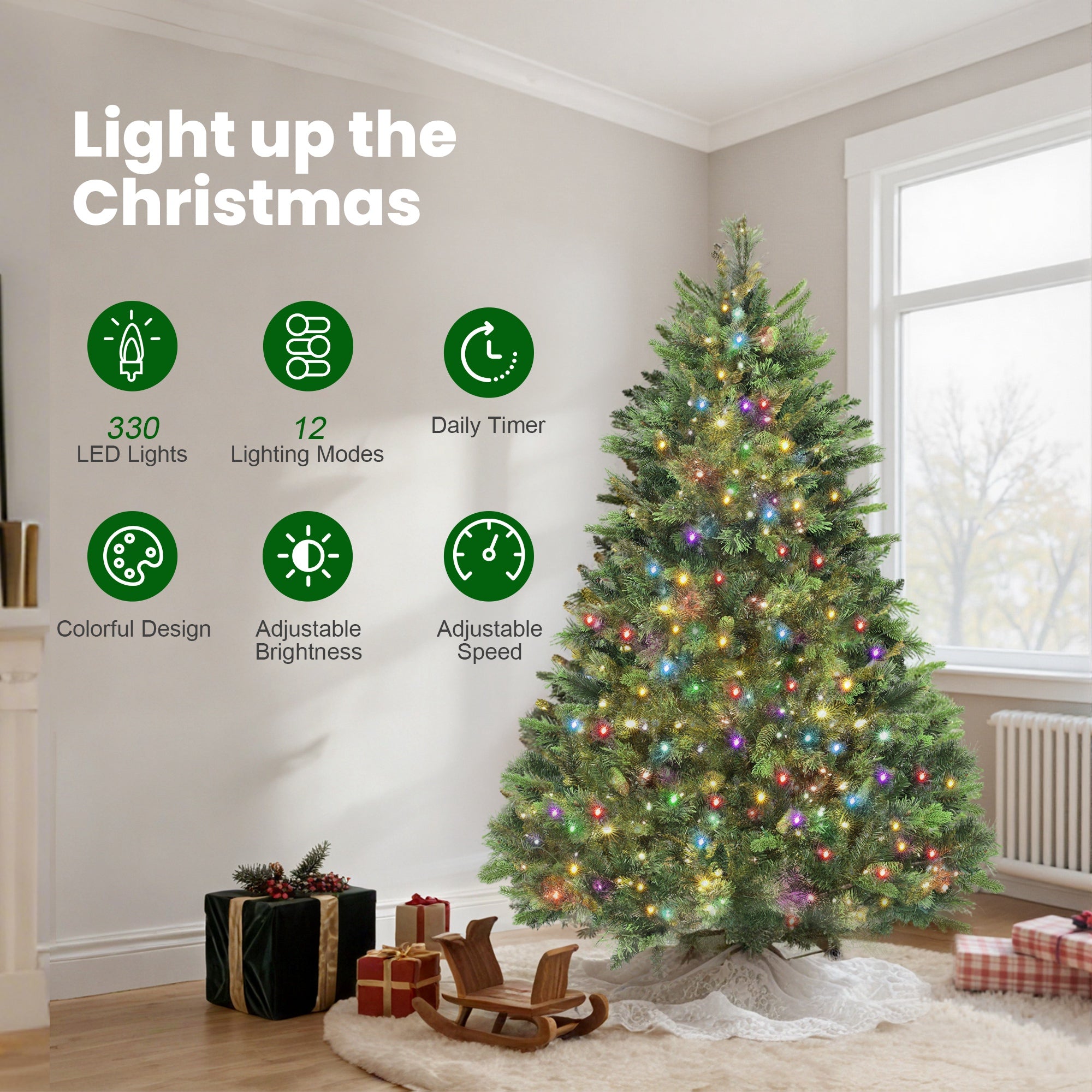 HOMCOM 6ft Artificial Pine LED Christmas Tree, with Remote 