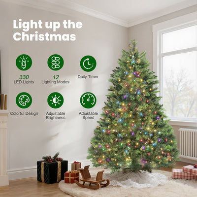 HOMCOM 6ft Artificial Pine LED Christmas Tree, with Remote 