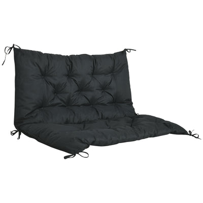 Outsunny 2 Seater Bench Cushion, Garden Chair Cushion with Back and Ties for Indoor and Outdoor Use, 98 x 100 cm, Black 