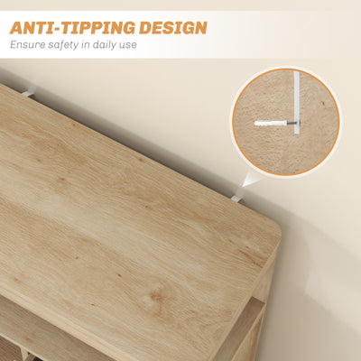 HOMCOM Small Sideboard with Drawers and Adjustable Shelf - Nature Wood Finish 
