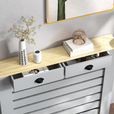HOMCOM 95.5H x 111Wcm Radiator Cover, with Drawer - Grey 