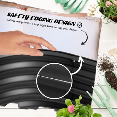 Outsunny Galvanised Raised Garden Bed, Metal Planter Box with Safety Edging, for Flowers, Herbs, Succulents, Pack of 2, Dark Grey 