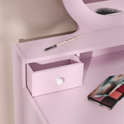 AIYAPLAY Kids Dressing Table Set Kids Make up Table with Stool and Mirror, Storage Drawers, Gift for Aged 3-8 