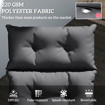 Outsunny Sun Lounger Cushion Only, 190x56x10cm Garden Lounge Chair Cushion, UPF20+ 220gsm Fabric, Thick Sunbed Replacement Cushion with 6 Ties, Dark Grey 