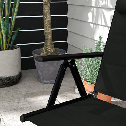 Outsunny Set of Two Padded Garden Chairs - Black 
