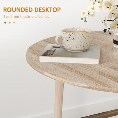 HOMCOM Folding Dining Table for 4, Round Drop Leaf Table, Modern Space Saving Small Kitchen Table with Wood Legs for Dining Room, Natural 