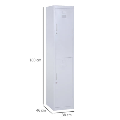 Vinsetto Locker Cabinet Storage Cold Rolled Steel w/ Shelves Vertical Cupboard Grey 38 x 46 x 180 cm 