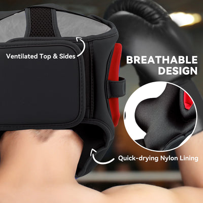 SPORTNOW Boxing Headguard, Boxing Headgear Helmet with Adjustable Strap for Full Face Protection for Kickboxing Sparring Martial Arts Karate Taekwondo, Red 