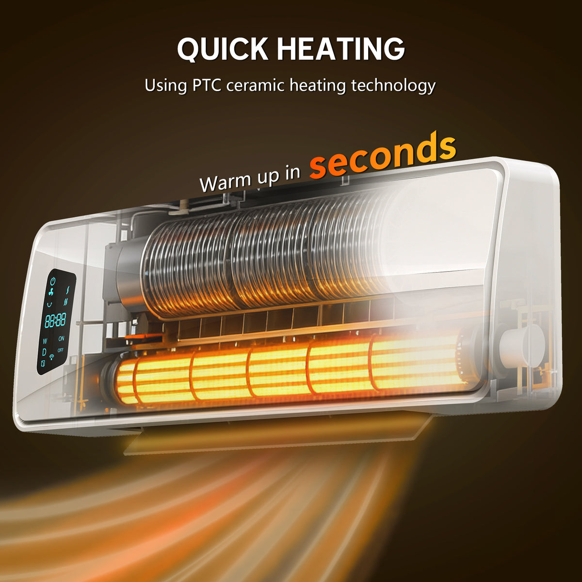 HOMCOM 2000W PTC Ceramic Fan Heater, Wall Mounted, 30° Oscillation, 54L x 18.7W x 14.5H cm - White