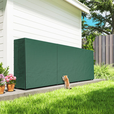 Outsunny Firewood Rack with Waterproof Cover, Heavy Duty Metal Log Store Indoors, Log Storage Holder for Outdoor Indoor Fireplace, 300 x 36 x 99 cm, Dark Green 