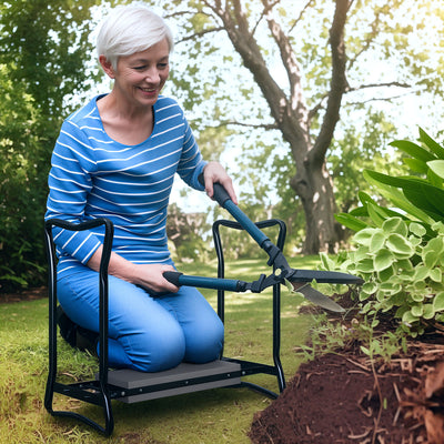 Outsunny 2 In 1 Garden Kneeler Seat Kneeling Pad Support Bench Foldable Knee Protector, Grey 
