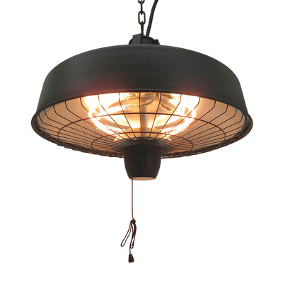 Outsunny Adjustable Power 1000/2500W Infrared Halogen Electric Patio Light Heater, Ceiling Hanging Mount -Black 