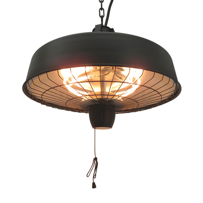 Outsunny Adjustable Power 1000/2500W Infrared Halogen Electric Patio Light Heater, Ceiling Hanging Mount -Black 