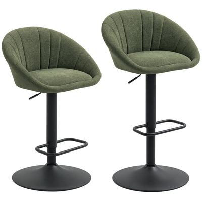 HOMCOM Set of Two Relaxed Tub Bar Stools - Dark Green 