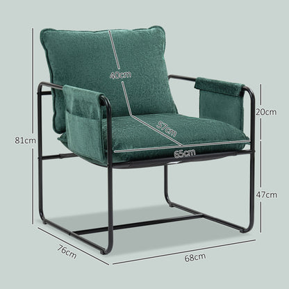 HOMCOM Minimal Padded Accent Chair, with Pockets - Green 