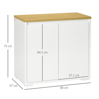HOMCOM Kitchen Sideboard, Storage Cabinet with Double Doors and Adjustable Shelf for Living Room, Entryway, White 