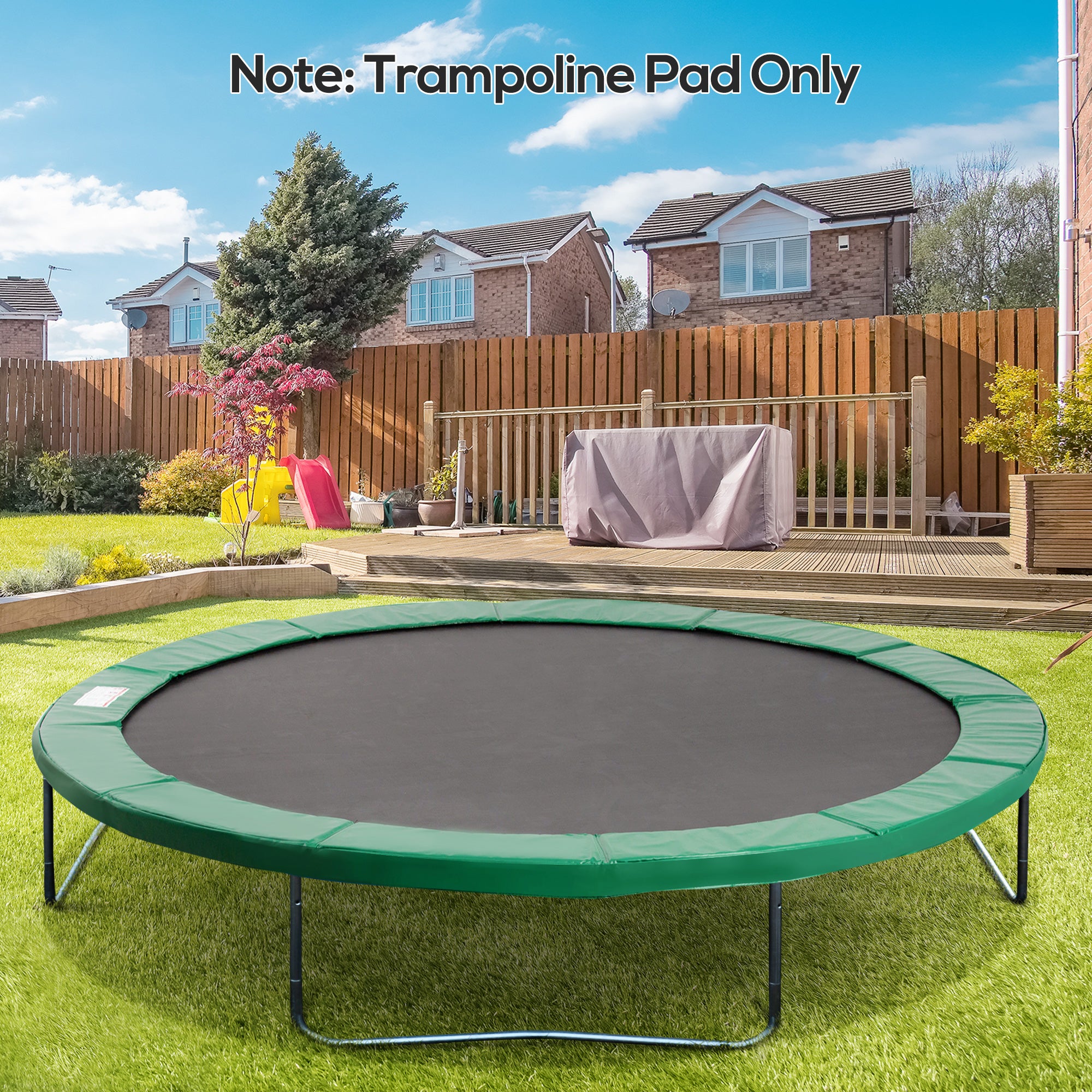 HOMCOM 12FT Replacement Trampoline Pad Thick Foam Safety Φ366cm Spring Cover Bounce Padding - Green 