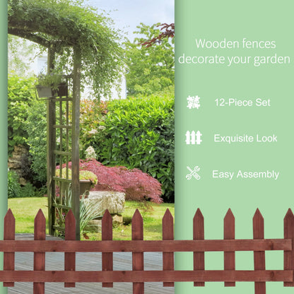 Outsunny Set of 12 Wooden 60cm Garden Fence Pieces 